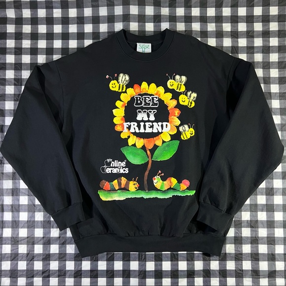 Online Ceramics Other - Online Ceramics Bee My Friend Flower Black Sweatshirt XL